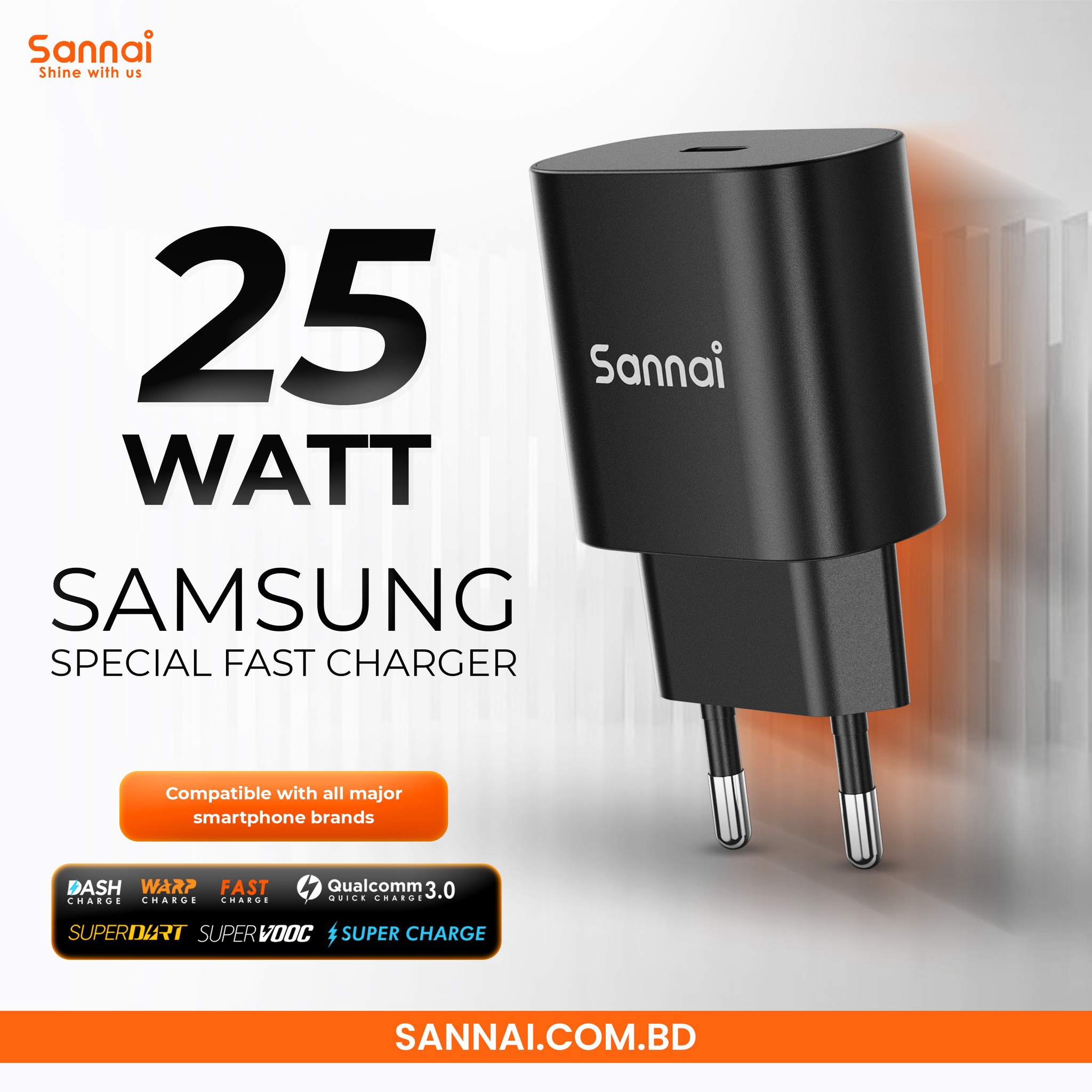 ‍Sannai W- 250 ---25 ওয়াট চার্জার -Type-C
