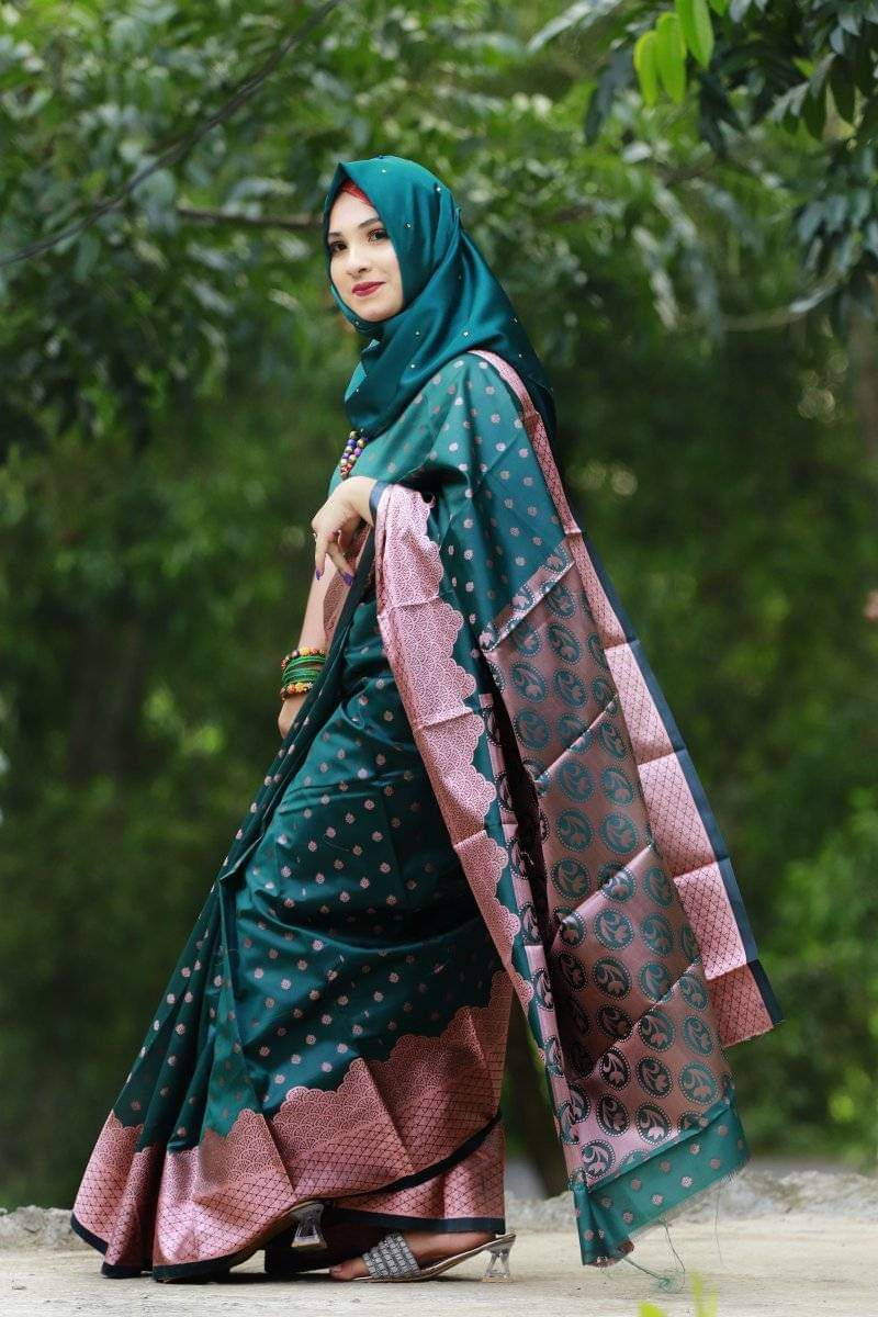 Soft Silk Katan Saree for Women - Elegant Design, No Blouse Piece, Perfect for Any Occasion